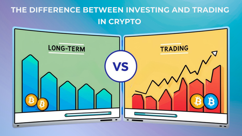 The Difference Between Investing and Trading in Crypto - Featured image for crypto trading article